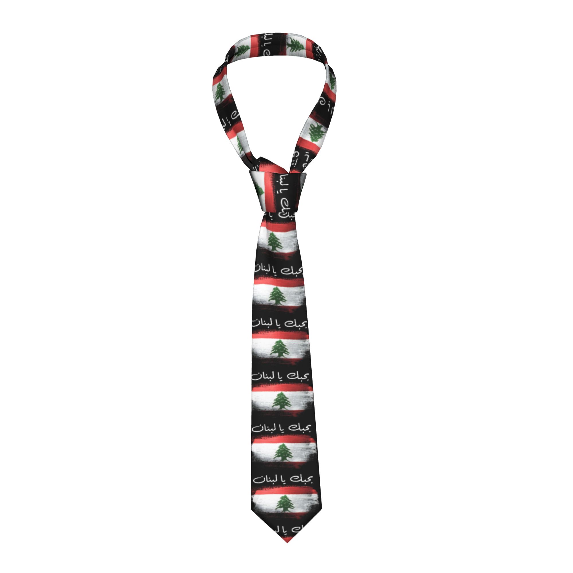 Men Accessories Lebanon - เนคไทลายธงชาติเลบานอน เนคไทลำลองสไตล์เรโทร สำหรับผู้ใหญ่ทุกเพศ สวมใส่ได้ทุกวัน คุณภาพสูง เนคไทลายกราฟิก