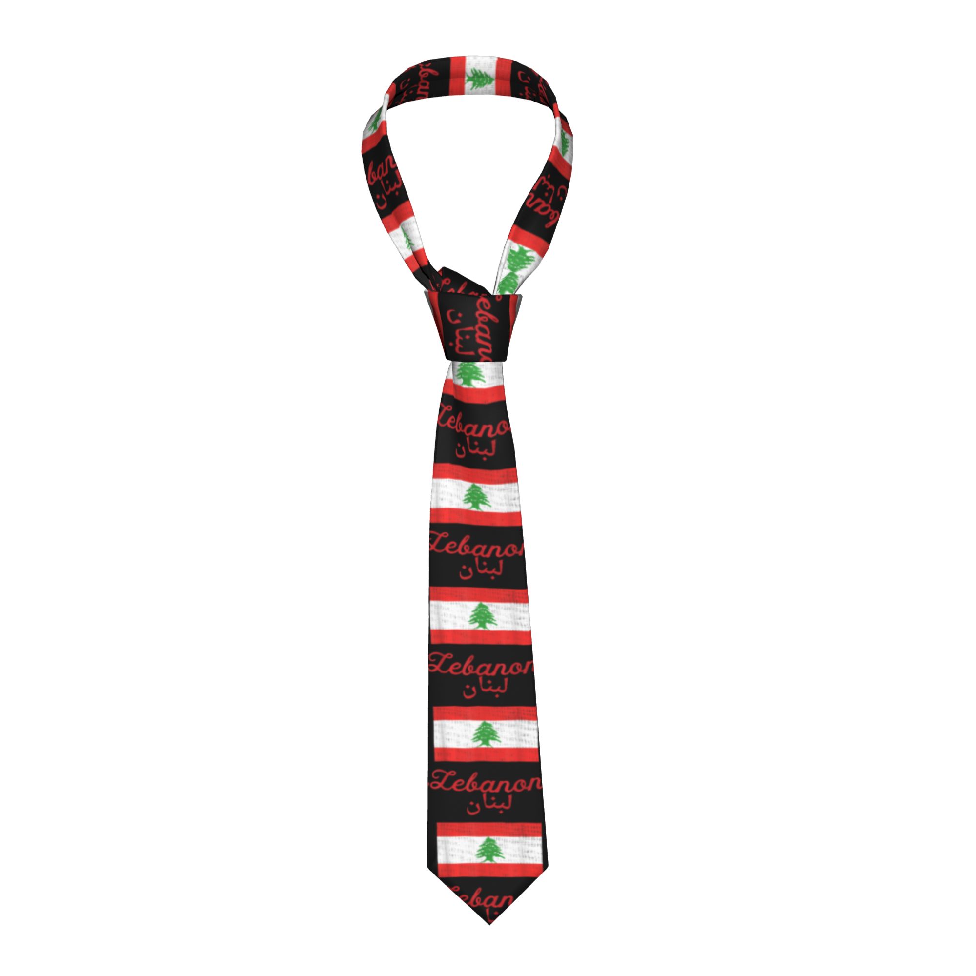 Men Accessories Lebanon - เนคไทลายธงชาติเลบานอน สไตล์เรโทร สำหรับผู้ใหญ่ทุกเพศ เหมาะสำหรับงานแต่งงาน คุณภาพดี พร้อมอุปกรณ์เสริม