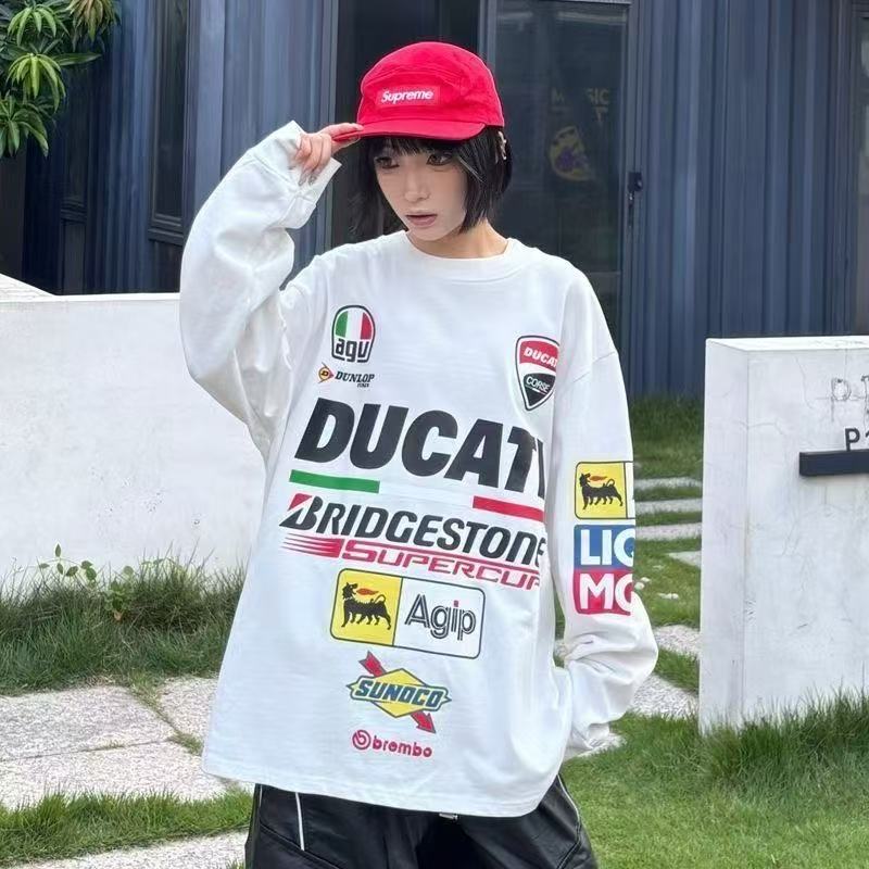Men'S Accessories Instagram - เสื้อยืดมอเตอร์ไซค์ Ducati ผ้าฝ้าย แขนยาว พิมพ์ลายอเมริกัน สตรีทแวร์