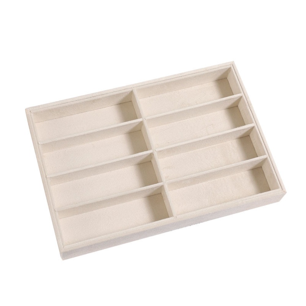 Men'S Accessories Organizer Tray - กล่องเก็บแว่นตาสีเบจ-เทา แบบซ้อนได้ ถาดกำมะหยี่สำหรับโชว์แว่นตา พร้อมแผ่นกั้นภายในแบบถอดได้ ที่ใส่แว่นตาสำหรับผู้ชายและผู้หญิง