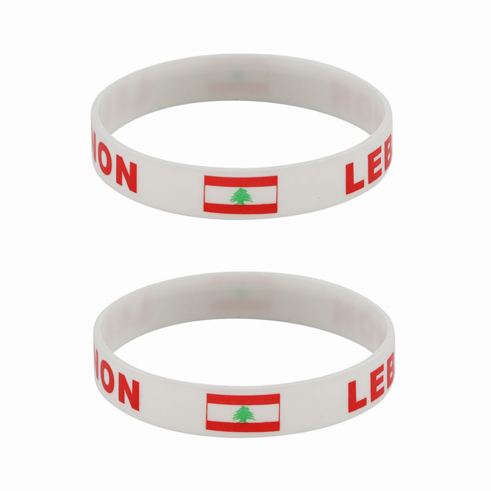Men Accessories Lebanon - สายรัดข้อมือเล่นเกมกีฬาสร้อยซิลิโคนธงเลบานอน2ชิ้นสายรัดข้อมือประจำชาติสำหรับผู้ชายผู้หญิงเครื่องประดับแฟชั่นยางรัด