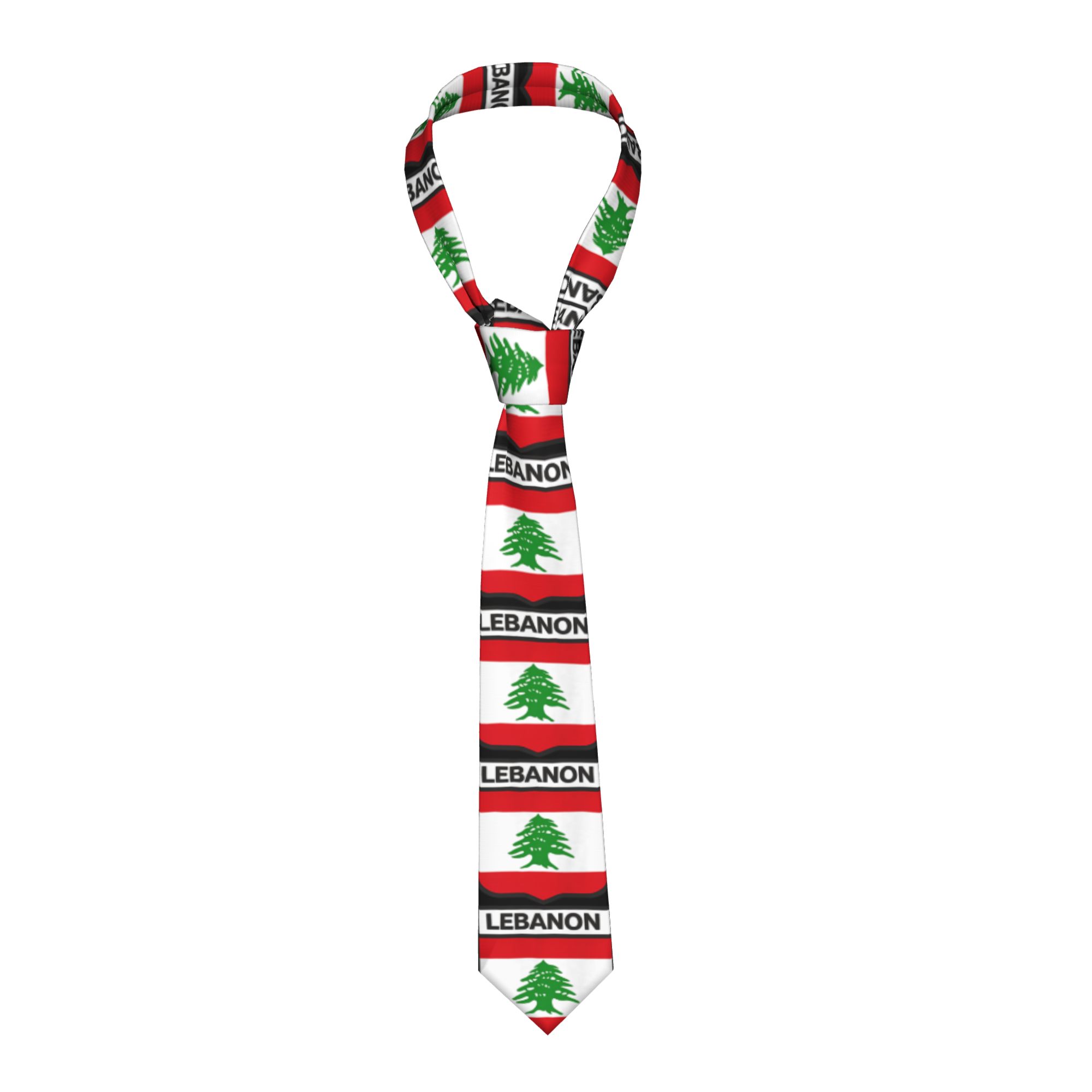 Men Accessories Lebanon - เนคไทลายธงชาติเลบานอน เนคไทลำลองสำหรับผู้ใหญ่ งานแต่งงาน งานปาร์ตี้ เครื่องประดับเนคไท