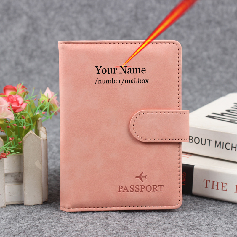 Men'S Accessories Travel Bag - ปุ่มแม่เหล็กปกหนังสือเดินทางปรับแต่งชื่อบนฝาครอบ Rfid กระเป๋าสตางค์ผู้ชายผู้หญิงสําหรับหนังสือเดินทางกระเป๋าสตางค์หนังสือเดินทางกระเป๋า