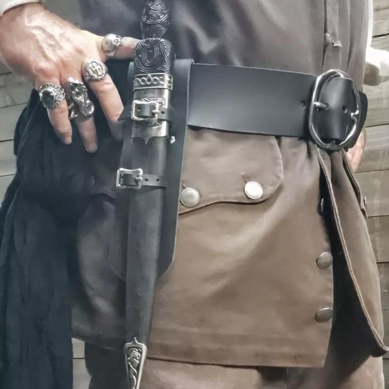 Men'S Viking Accessories - ยุคกลาง Renaissance Pirate Dagger ผู้ถือปรับเข็มขัดเอว Sheath