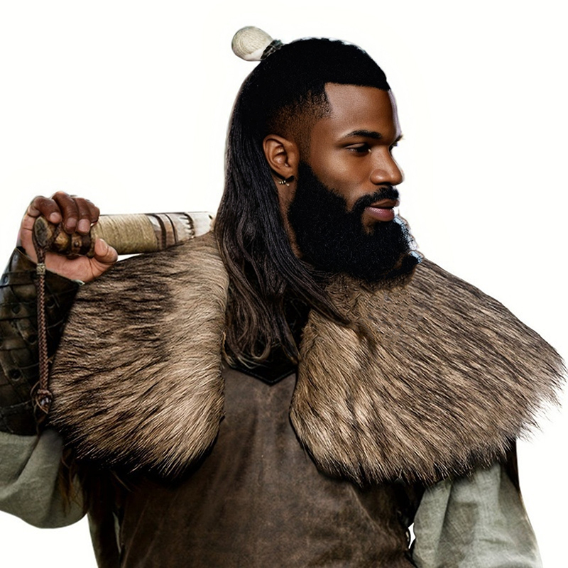 Men'S Viking Accessories - ยุคกลางFaux Fur Collarขนสัตว์ไหล่Manไวกิ้งFur Cape Retro Hunterโจรสลัดไวกิ้งแต่งกายฮาโลวีนคอสเพลย์ไหล่