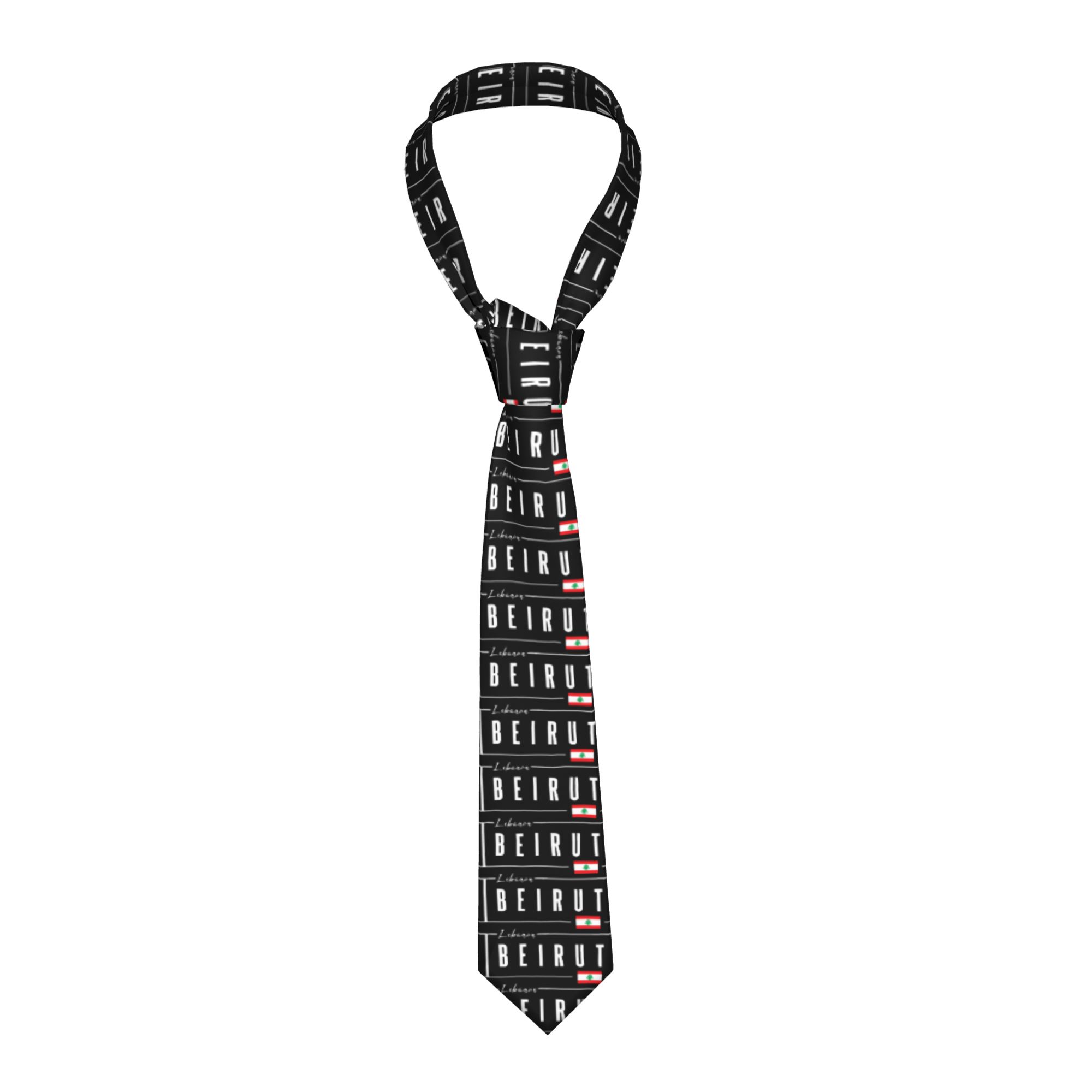 Men Accessories Lebanon - เนคไทลายธงชาติเบรุต เลบานอน สำหรับคอสเพลย์ ปาร์ตี้ ผู้ชาย ผู้หญิง