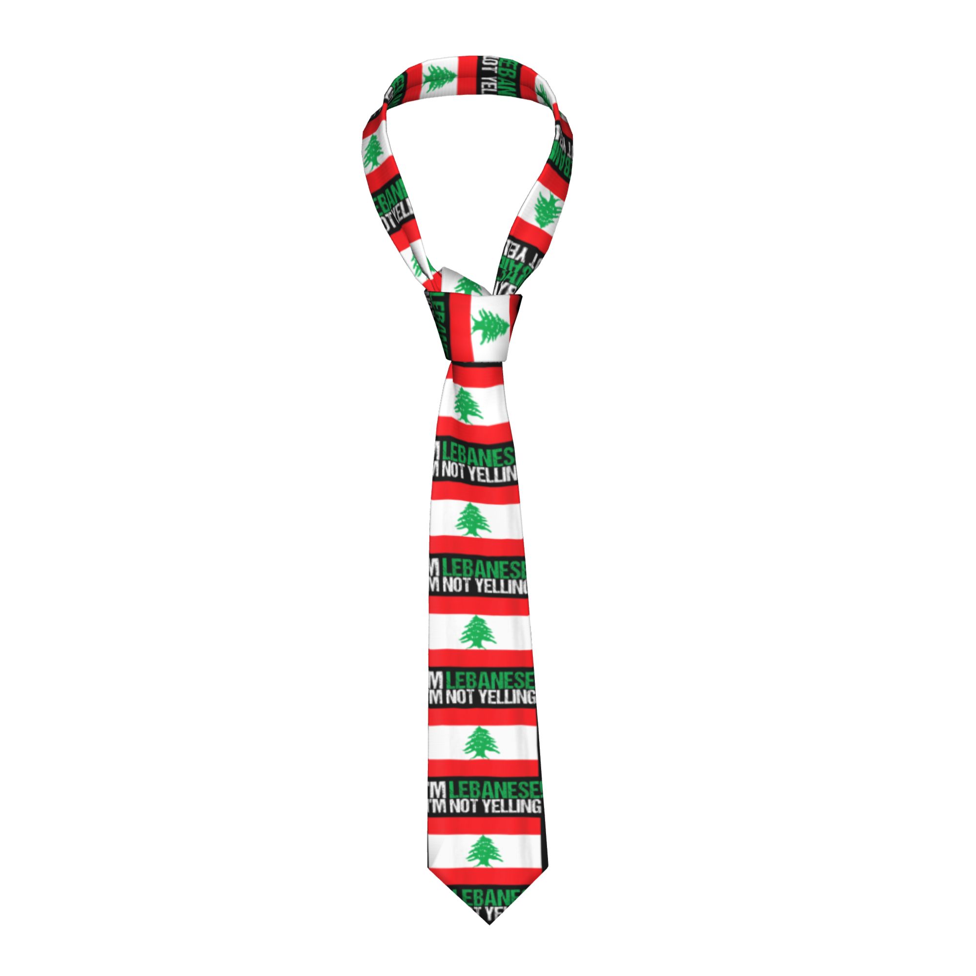 Men Accessories Lebanon - เนคไทผู้ชาย ลายธงชาติเลบานอน ไม่ใช่ฉันที่ตะโกน เนคไทน่ารัก ตลก ลายสวยงาม