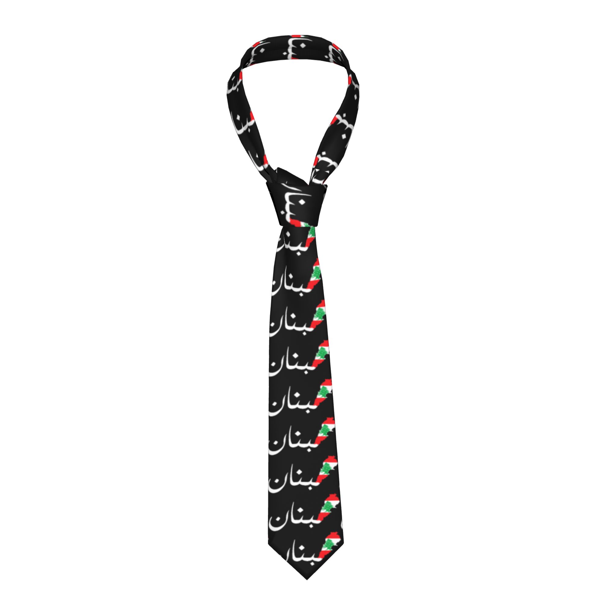 Men Accessories Lebanon - แผนที่ธงชาติเลบานอน ภาษาอาหรับ เบเรตอิป ผู้รักเลบานอน ผ้าพันคอ ดีไซน์เนคไท