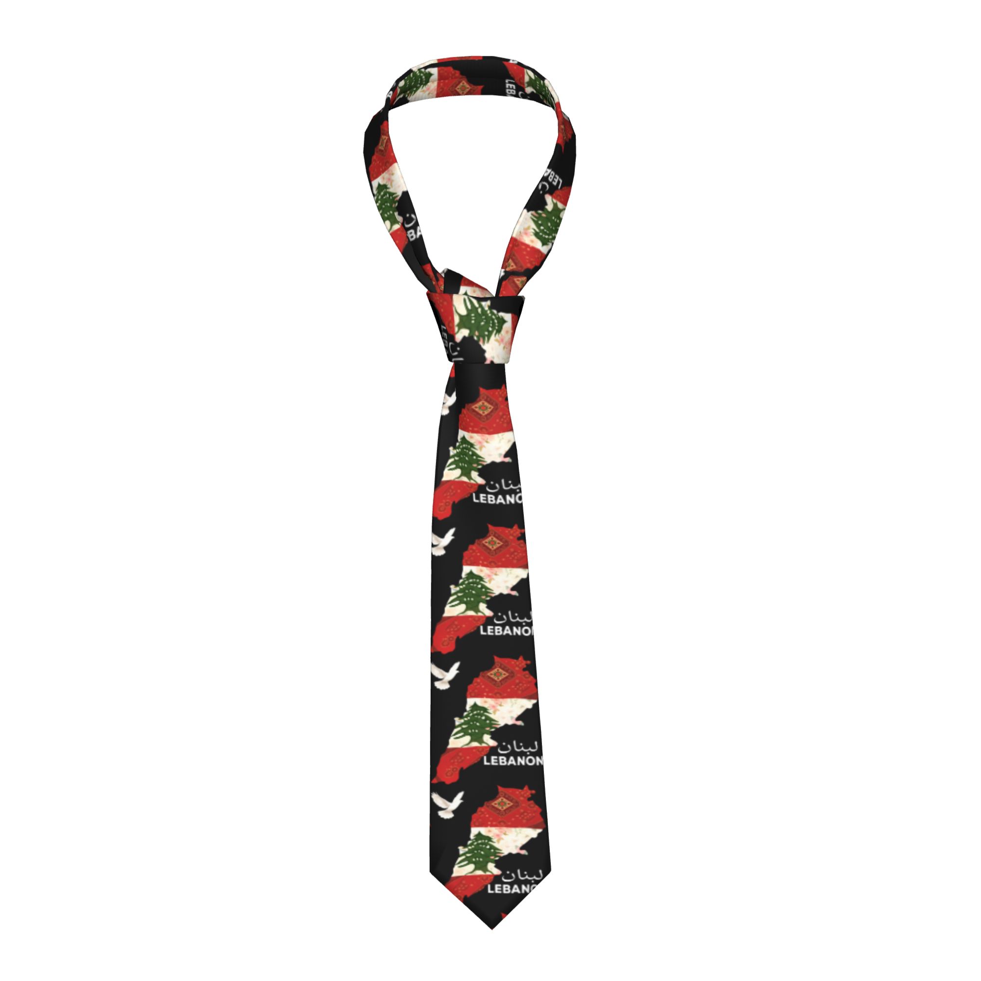 Men Accessories Lebanon - เนคไทลายธงชาติเลบานอน ลายแผนที่ต้นไม้ สำหรับผู้ชาย เนคไทลำลองแบบใหม่ เนคไทกราฟิกสำหรับใส่ในชีวิตประจำวัน คุณภาพดี