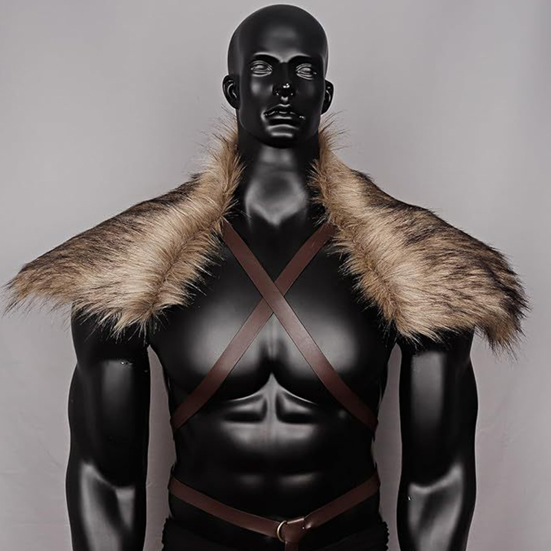 Men'S Viking Accessories - Man ยุคกลาง Faux Fur Cape ไหล่เสื้อคลุมสายคล้องคอ