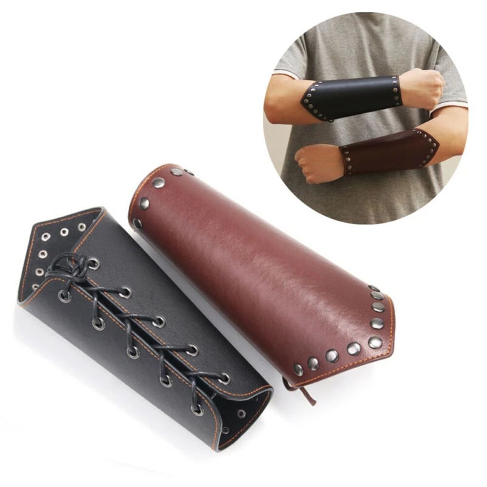 Men'S Viking Accessories - อุปกรณ์กีฬา หนัง ปลอกแขนยิงธนู ปลอกแขนสไตล์พังก์ ปลอกแขนสไตล์ไวกิ้ง สีดำ