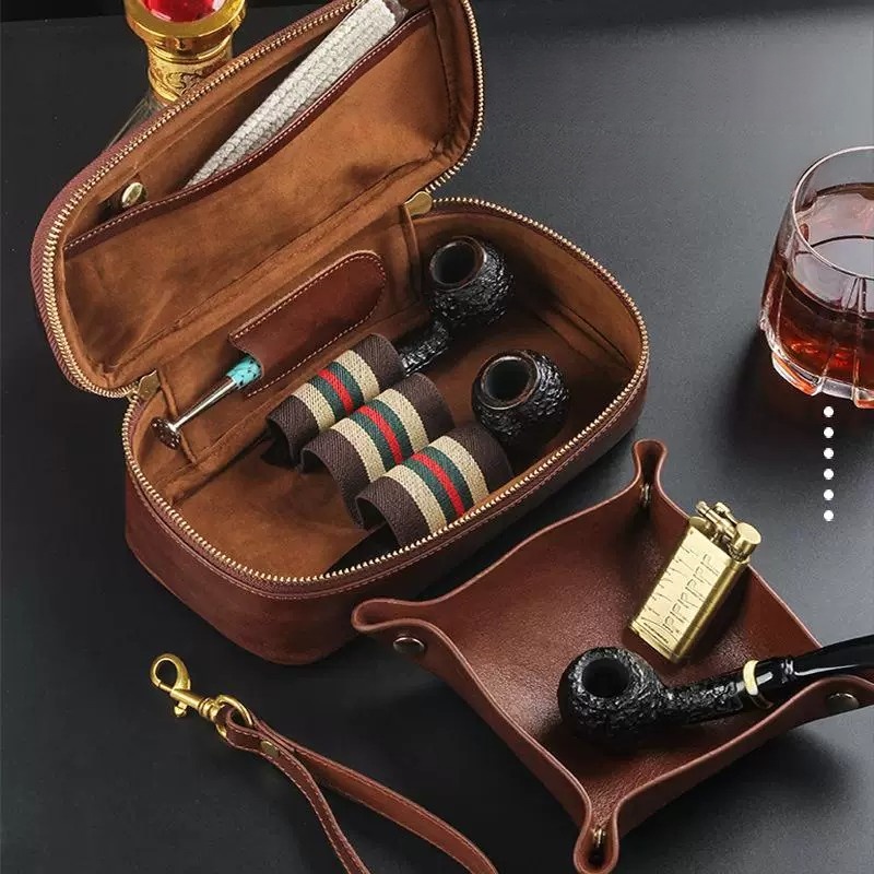 Men'S Accessories Organizer Tray - กระเป๋าใส่ไปป์หนังแท้ พกพาสะดวก พับเก็บได้ ถาดใส่ยาสูบ แผ่นรองมวนบุหรี่ อุปกรณ์เสริมสำหรับการสูบบุหรี่