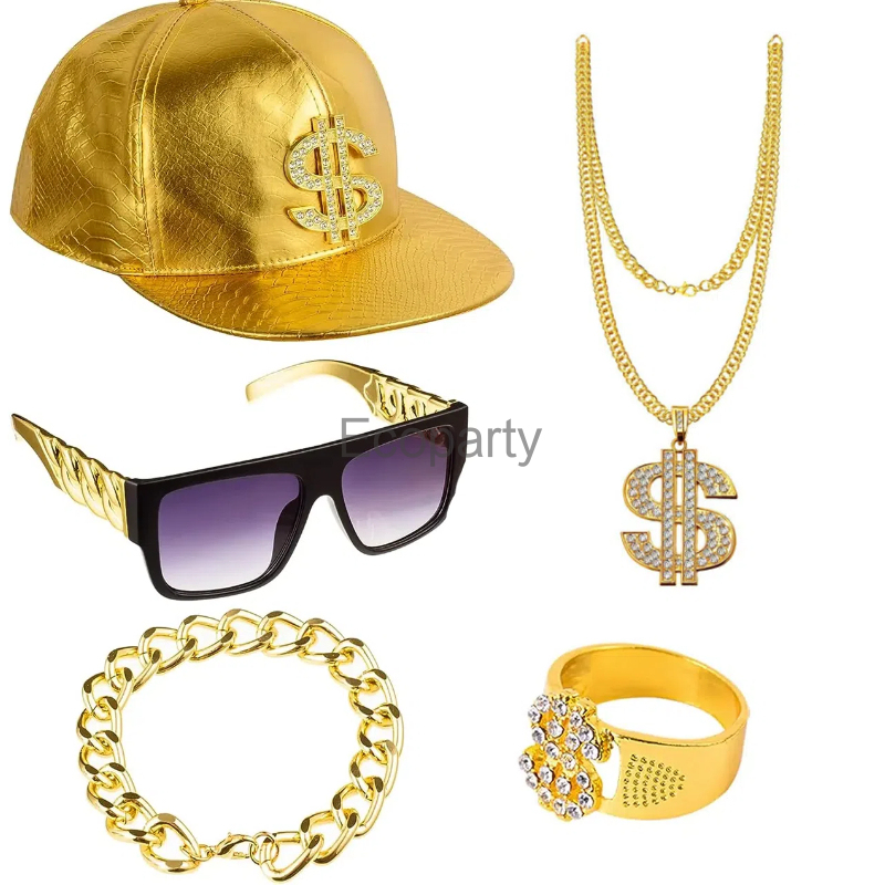 80s 90s Hip Hop เครื่องแต่งกาย - Men Accessories Ring And Bracelet บทวิจารณ์และราคา