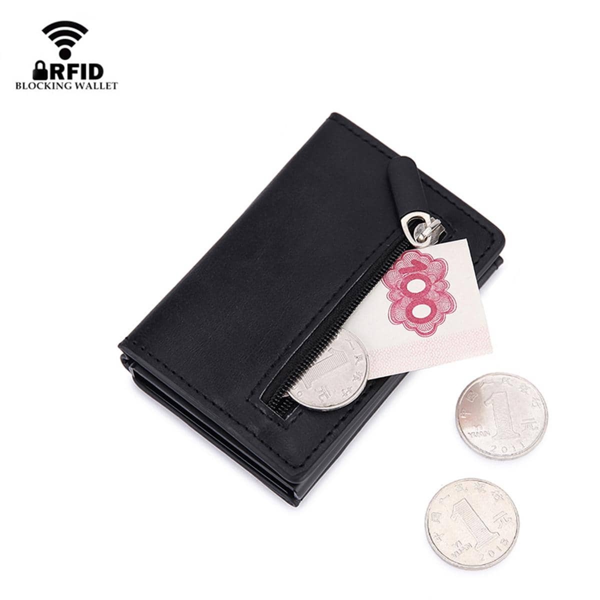 กระเป๋าใส่บัตร RFID ป้องกันการ - Coin Holder Men บทวิจารณ์และราคา