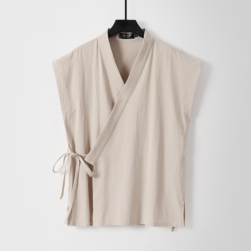 เสื้อกล้ามผ้าฝ้ายลินินสำหรับผู - Men'S Kimono Accessories บทวิจารณ์และราคา