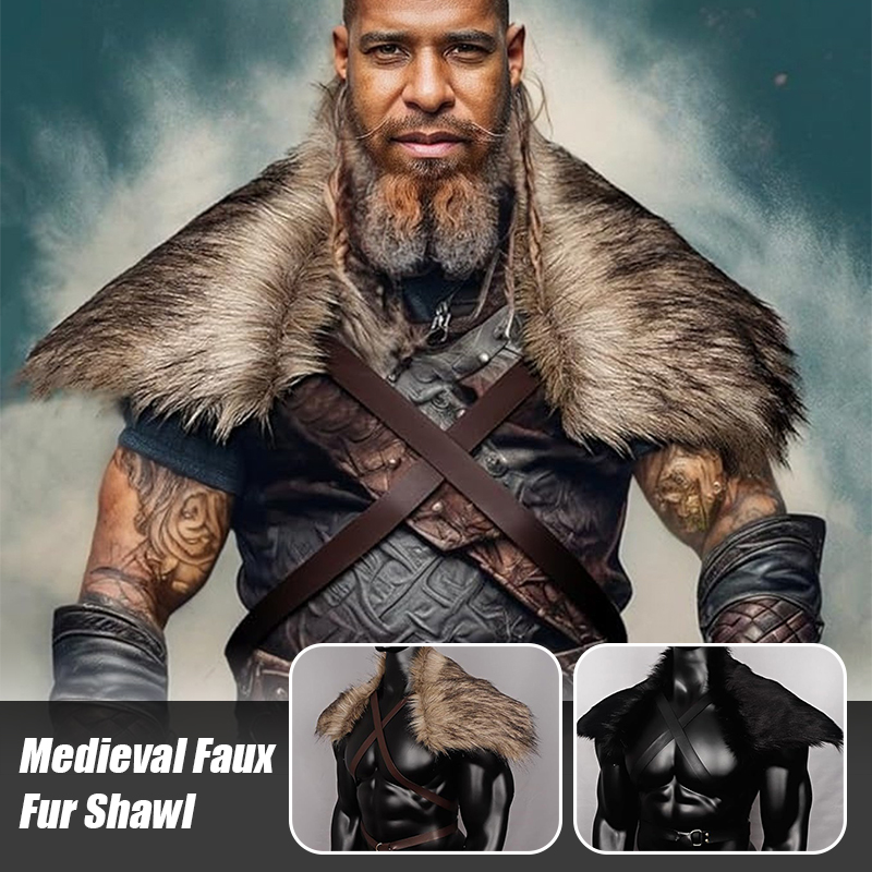 Man ยุคกลาง Faux Fur Cape ไหล่ - Men'S Viking Accessories บทวิจารณ์และราคา