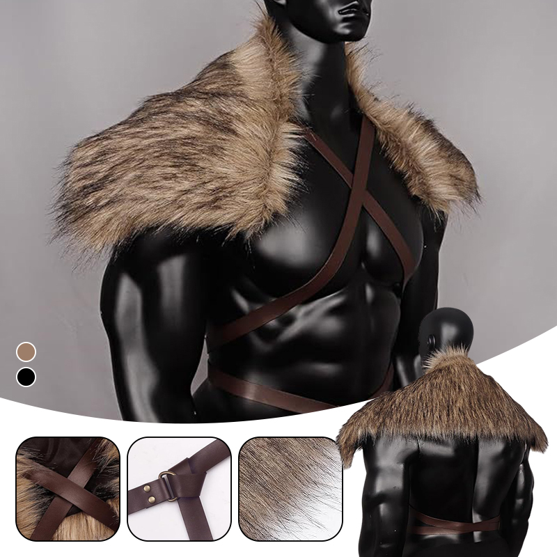 Man ยุคกลาง Faux Fur Cape ไหล่ - Men'S Viking Accessories บทวิจารณ์และราคา